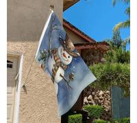 Drapeau de 0,9 x 6,1 m résistant à la décoloration pour extérieur, bannière décorative d'hiver, bonhomme de neige, drapeaux de jardin, drapeau mural double face avec œillets en laiton, toile de fond