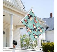 Drapeau de 0,9 x 6,1 m résistant à la décoloration pour extérieur, bannière décorative d'hiver, pingouins, drapeaux de jardin, drapeau mural double face avec œillets en laiton, toile de fond amusante