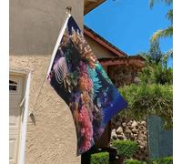 Drapeau de 0,9 x 6,1 m résistant à la décoloration pour extérieur Bannière décorative du monde sous-marin, drapeaux de jardin, drapeau mural double face avec œillets en laiton, toile de fond amusante