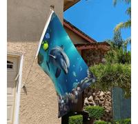 Drapeau de 0,9 x 6,1 m résistant à la décoloration pour extérieur Bannière décorative du monde sous-marin, drapeaux de jardin, drapeau mural double face avec œillets en laiton, toile de fond amusante