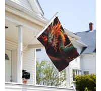 Drapeau de 0,9 x 6,1 m résistant à la décoloration pour extérieur - Bannière décorative en forme de dragon chinois - Drapeau mural double face avec œillets en laiton - Toile de fond amusante pour