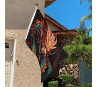 Drapeau de 0,9 x 6,1 m résistant à la décoloration pour extérieur - Bannière décorative en forme de dragon chinois - Drapeau mural double face avec œillets en laiton - Toile de fond amusante pour
