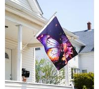 Drapeau de 0,9 x 6,1 m résistant à la décoloration pour extérieur - Bannière décorative en forme de papillon violet - Drapeau de jardin double face avec œillets en laiton - Toile de fond amusante pour