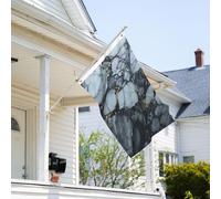 Drapeau de 0,9 x 6,1 m résistant à la décoloration pour extérieur - Bannière décorative en marbre noir texturé - Drapeau de jardin double face avec œillets en laiton - Toile de fond amusante pour