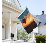 Drapeau de 0,9 x 6,1 m résistant à la décoloration pour extérieur, bannière décorative en montgolfière, coucher de soleil, drapeaux de jardin, drapeau mural double face avec œillets en laiton, toile