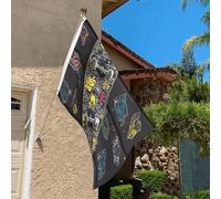Drapeau de 0,9 x 6,1 m résistant à la décoloration pour extérieur, bannière décorative graffiti, planche à roulettes, drapeaux de jardin, drapeau mural double face avec œillets en laiton, toile de