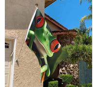 Drapeau de 0,9 x 6,1 m résistant à la décoloration pour extérieur - Bannière décorative mignonne grenouille - Drapeau de jardin double face avec œillets en laiton - Toile de fond amusante pour pelouse