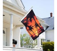 Drapeau de 0,9 x 6,1 m résistant à la décoloration pour extérieur Bannière décorative palmier coucher de soleil d'été, drapeaux de jardin, drapeau mural double face avec œillets en laiton, toile de