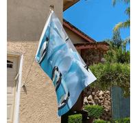 Drapeau de 0,9 x 6,1 m résistant à la décoloration pour extérieur Bannière décorative pingouins sur l'iceberg Drapeau de jardin double face avec œillets en laiton Toile de fond amusante pour pelouse