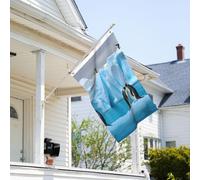 Drapeau de 0,9 x 6,1 m résistant à la décoloration pour extérieur Bannière décorative pingouins sur l'iceberg Drapeau de jardin double face avec œillets en laiton Toile de fond amusante pour pelouse
