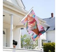 Drapeau de 0,9 x 6,1 m résistant à la décoloration pour extérieur Bannière décorative Plusieurs drapeaux colorés de crème glacée Drapeau de jardin Drapeau mural double face avec œillets en laiton