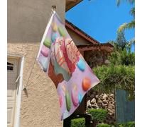 Drapeau de 0,9 x 6,1 m résistant à la décoloration pour extérieur Bannière décorative Plusieurs drapeaux colorés de crème glacée Drapeau de jardin double face avec œillets en laiton Toile de fond