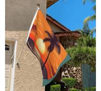 Drapeau de 0,9 x 6,1 m résistant à la décoloration pour extérieur, bannière décorative pour extérieur, coucher de soleil, plage, palmier, drapeau de jardin, drapeau mural double face avec œillets en