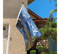 Drapeau de 0,9 x 6,1 m résistant à la décoloration pour extérieur, bannière décorative pour extérieur, montagnes enneigées, drapeaux de jardin, drapeau mural double face avec œillets en laiton, toile