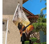 Drapeau de 0,9 x 6,1 m résistant à la décoloration pour extérieur, bannière décorative pour piano, violon, notes de musique, drapeaux de jardin, drapeau mural double face avec œillets en laiton, toile