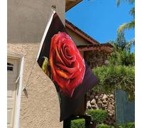 Drapeau de 0,9 x 6,1 m résistant à la décoloration pour extérieur - Bannière décorative - Rose rouge - Drapeau de jardin double face avec œillets en laiton - Toile de fond amusante pour pelouse