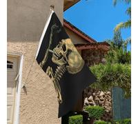 Drapeau de 0,9 x 6,1 m résistant à la décoloration pour extérieur Bannière décorative Un squelette avec cigarette brûlante, drapeaux de jardin, drapeau mural double face avec œillets en laiton, toile