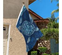 Drapeau de 0,9 x 6,1 m résistant à la décoloration pour extérieur - Tortue de mer - Drapeaux de jardin bleus double face avec œillets en laiton - Toile de fond amusante pour pelouse, porche