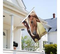 Drapeau de 0,9 x 6,1 m résistant à la décoloration pour l'extérieur - Adorable drapeau de jardin à cheval double face avec œillets en laiton - Toile de fond amusante pour pelouse, porche