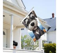 Drapeau de 0,9 x 6,1 m résistant à la décoloration pour l'extérieur - Adorable schnauzer - Drapeau de jardin double face avec œillets en laiton - Toile de fond amusante pour pelouse, porche