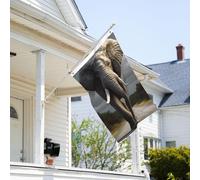 Drapeau de 0,9 x 6,1 m résistant à la décoloration pour l'extérieur - Bannière décorative 3D éléphant - Drapeau de jardin double face avec œillets en laiton - Toile de fond amusante pour pelouse