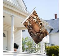 Drapeau de 0,9 x 6,1 m résistant à la décoloration pour l'extérieur - Bannière décorative 3D en forme de tête de tigre - Drapeau de jardin double face avec œillets en laiton - Toile de fond amusante