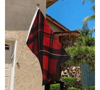 Drapeau de 0,9 x 6,1 m résistant à la décoloration pour l'extérieur - Bannière décorative à carreaux rouges et noirs - Drapeau de jardin double face avec œillets en laiton - Toile de fond amusante