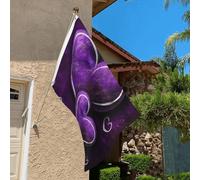 Drapeau de 0,9 x 6,1 m résistant à la décoloration pour l'extérieur - Bannière décorative à cœurs violets - Drapeau de jardin double face avec œillets en laiton - Toile de fond amusante pour pelouse