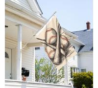 Drapeau de 0,9 x 6,1 m résistant à la décoloration pour l'extérieur - Bannière décorative à la main - Battes de baseball et balle de jardin - Drapeau mural double face avec œillets en laiton - Toile