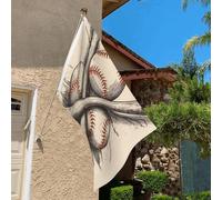 Drapeau de 0,9 x 6,1 m résistant à la décoloration pour l'extérieur - Bannière décorative à la main - Battes de baseball et balle de jardin - Drapeau mural double face avec œillets en laiton - Toile
