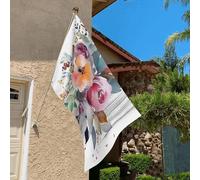 Drapeau de 0,9 x 6,1 m résistant à la décoloration pour l'extérieur - Bannière décorative à l'aquarelle florale - Drapeau de jardin double face avec œillets en laiton - Toile de fond amusante pour