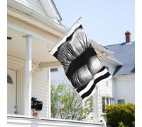 Drapeau de 0,9 x 6,1 m résistant à la décoloration pour l'extérieur - Bannière décorative à lèvres imprimées en rayures noires et blanches - Drapeaux de jardin double face avec œillets en laiton