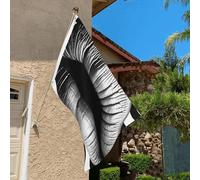 Drapeau de 0,9 x 6,1 m résistant à la décoloration pour l'extérieur - Bannière décorative à lèvres imprimées en rayures noires et blanches - Drapeaux de jardin double face avec œillets en laiton