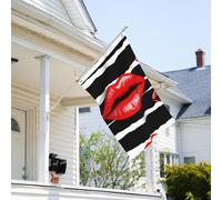 Drapeau de 0,9 x 6,1 m résistant à la décoloration pour l'extérieur - Bannière décorative à lèvres rouges - Drapeaux de jardin double face avec œillets en laiton - Toile de fond amusante pour pelouse