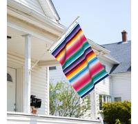 Drapeau de 0,9 x 6,1 m résistant à la décoloration pour l'extérieur - Bannière décorative à rayures mexicaines colorées - Drapeaux de jardin double face avec œillets en laiton - Toile de fond amusante