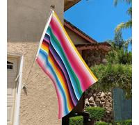 Drapeau de 0,9 x 6,1 m résistant à la décoloration pour l'extérieur - Bannière décorative à rayures mexicaines colorées - Drapeaux de jardin double face avec œillets en laiton - Toile de fond amusante