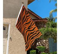 Drapeau de 0,9 x 6,1 m résistant à la décoloration pour l'extérieur - Bannière décorative à rayures tigrées - Drapeaux de jardin orange double face avec œillets en laiton - Toile de fond amusante pour