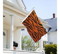 Drapeau de 0,9 x 6,1 m résistant à la décoloration pour l'extérieur - Bannière décorative à rayures tigrées - Drapeaux de jardin orange double face avec œillets en laiton - Toile de fond amusante pour