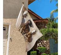 Drapeau de 0,9 x 6,1 m résistant à la décoloration pour l'extérieur - Bannière décorative à trois chevaux qui courent - Drapeaux de jardin double face avec œillets en laiton - Toile de fond amusante