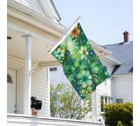 Drapeau de 0,9 x 6,1 m résistant à la décoloration pour l'extérieur - Bannière décorative abstraite - Drapeaux floraux verts saisonniers - Drapeau mural double face avec œillets en laiton - Toile de