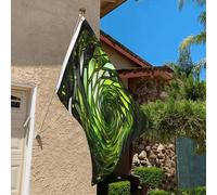 Drapeau de 0,9 x 6,1 m résistant à la décoloration pour l'extérieur - Bannière décorative abstraite verte - Drapeau de jardin double face avec œillets en laiton - Toile de fond amusante pour pelouse