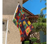 Drapeau de 0,9 x 6,1 m résistant à la décoloration pour l'extérieur - Bannière décorative - Art abstrait - Carrés de jardin - Drapeau mural double face avec œillets en laiton - Toile de fond amusante