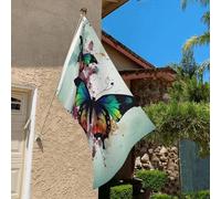 Drapeau de 0,9 x 6,1 m résistant à la décoloration pour l'extérieur - Bannière décorative artistique en forme de papillon - Drapeau mural double face avec œillets en laiton - Toile de fond amusante