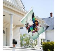 Drapeau de 0,9 x 6,1 m résistant à la décoloration pour l'extérieur - Bannière décorative artistique en forme de papillon - Drapeau mural double face avec œillets en laiton - Toile de fond amusante