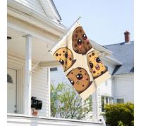 Drapeau de 0,9 x 6,1 m résistant à la décoloration pour l'extérieur - Bannière décorative aux pépites de chocolat avec différentes expressions - Drapeaux de jardin double face avec œillets en laiton