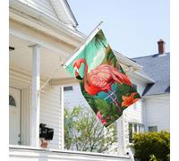 Drapeau de 0,9 x 6,1 m résistant à la décoloration pour l'extérieur - Bannière décorative avec flamants roses tropicaux - Drapeau mural double face avec œillets en laiton - Toile de fond amusante pour