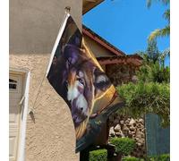 Drapeau de 0,9 x 6,1 m résistant à la décoloration pour l'extérieur - Bannière décorative avec loups et attrape-rêves, drapeaux de jardin, drapeau mural double face avec œillets en laiton - Toile de
