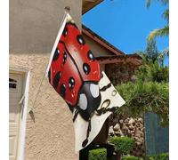 Drapeau de 0,9 x 6,1 m résistant à la décoloration pour l'extérieur - Bannière décorative - Beau drapeau de jardin en forme de coccinelle double face avec œillets en laiton - Toile de fond amusante