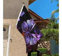 Drapeau de 0,9 x 6,1 m résistant à la décoloration pour l'extérieur - Bannière décorative - Beau papillon violet - Drapeau de jardin double face avec œillets en laiton - Toile de fond amusante pour