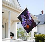 Drapeau de 0,9 x 6,1 m résistant à la décoloration pour l'extérieur - Bannière décorative - Beau papillon violet - Drapeau de jardin double face avec œillets en laiton - Toile de fond amusante pour